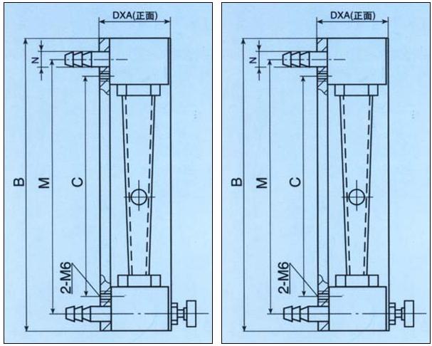 玻璃轉(zhuǎn)子流量計結(jié)構(gòu)圖：